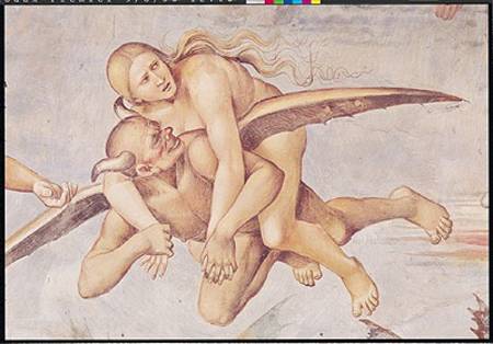 One of the Damned Riding on a Devil, from the Last Judgement od Luca Signorelli