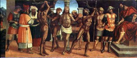 The Flagellation, detail of the predella panel from the altarpiece of the Trinity with Madonna and C od Luca Signorelli
