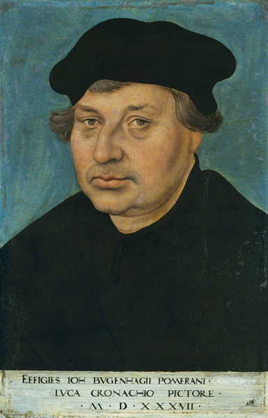 Portrait of the reformer Johann Bugenhagen (1485-1558) od Lucas Cranach d. Ä.