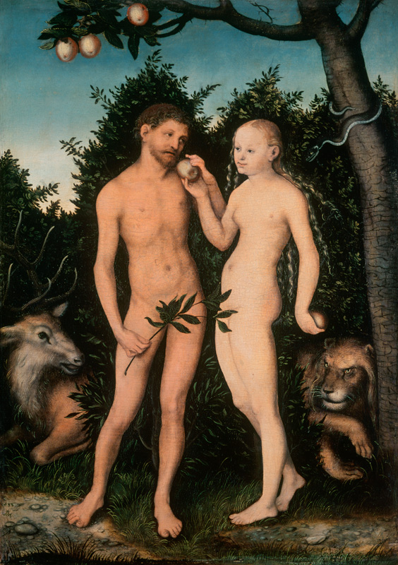 Adam and Eve in paradise (The Fall) od Lucas Cranach d. Ä.