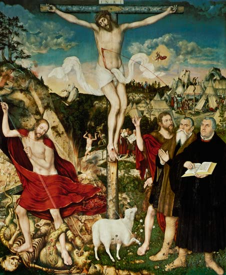 Altar of the Peter and Paulkirche in Weimar middle panel: Christ at the cross. od Lucas Cranach d. Ä.