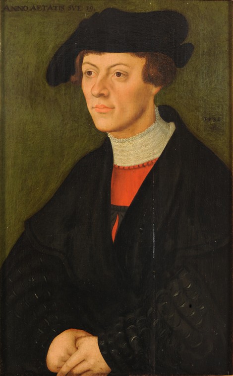 Portrait of a 19-year-old young man in black clothes od Lucas Cranach d. Ä.