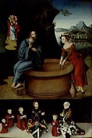 Christ and the Samariterin at the fountain below: Family picture of the founder. od Lucas Cranach d. Ä.