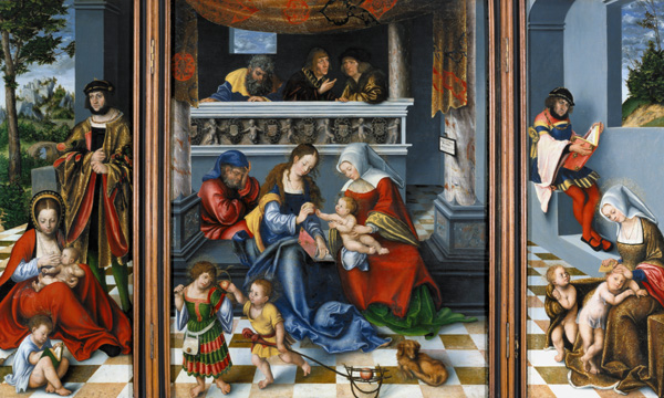 Torgauer altar of Li.Maria Kleophas/Alphäus Mi.die St. extended family, ReMaria Salome un Zebedäus. od Lucas Cranach d. Ä.