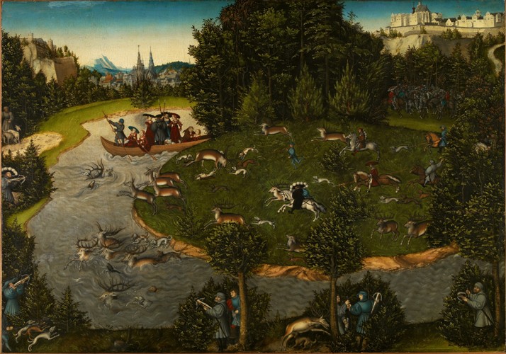 Stag Hunt with the Elector Frederick the Wise od Lucas Cranach d. Ä.
