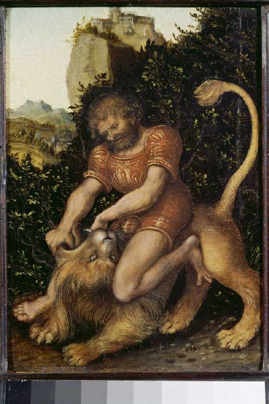 Samson, the lion conquering. od Lucas Cranach d. Ä.