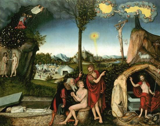 Fall of Man and release of the man od Lucas Cranach d. Ä.