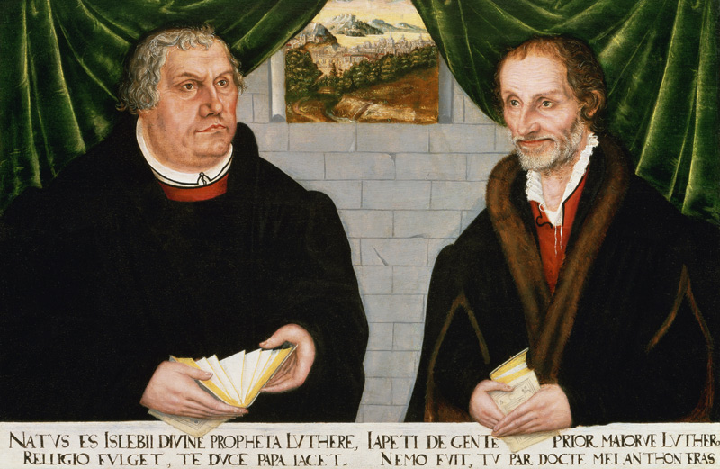 Double Portrait of Martin Luther (1483-1546) and Philip Melanchthon (1497-1560) od Lucas Cranach d. J.