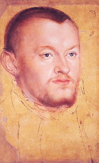 Portrait of Augustus I (1526-86) Elector of Saxony (oil, gouache & w/c on paper) od Lucas Cranach d. J.