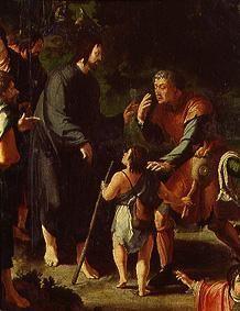 The cure of the blind man of Jericho. Detail: Christ and the blind man