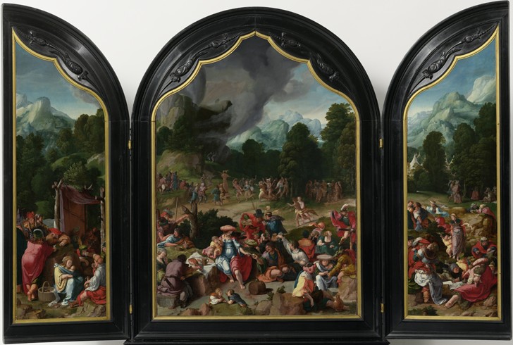 Triptych with the Adoration of the Golden Calf od Lucas van Leyden