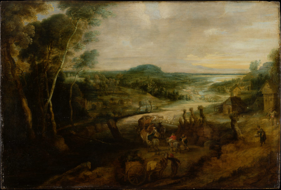 River Landscape with Peasants on the Way to Market od Lucas van Uden