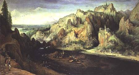 Mountain Landscape with a surprise attack od Lucas van Valckenborch
