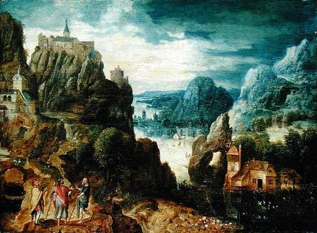 Mountainous Landscape with the Road to Emmaus od Lucas van Valckenborch