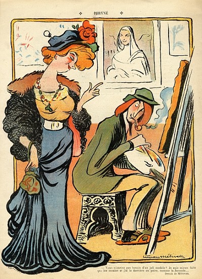 Phryne: caricature of an artist''s model, from the back cover of ''Le Rire'', 23rd February 1907 od Lucien Métivet