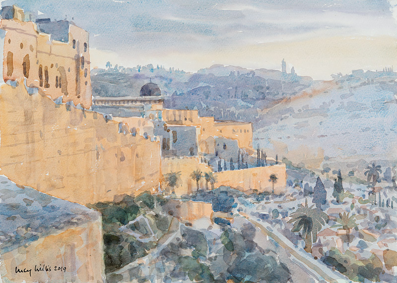 Sunrise on the City Wall, Jerusalem od Lucy Willis