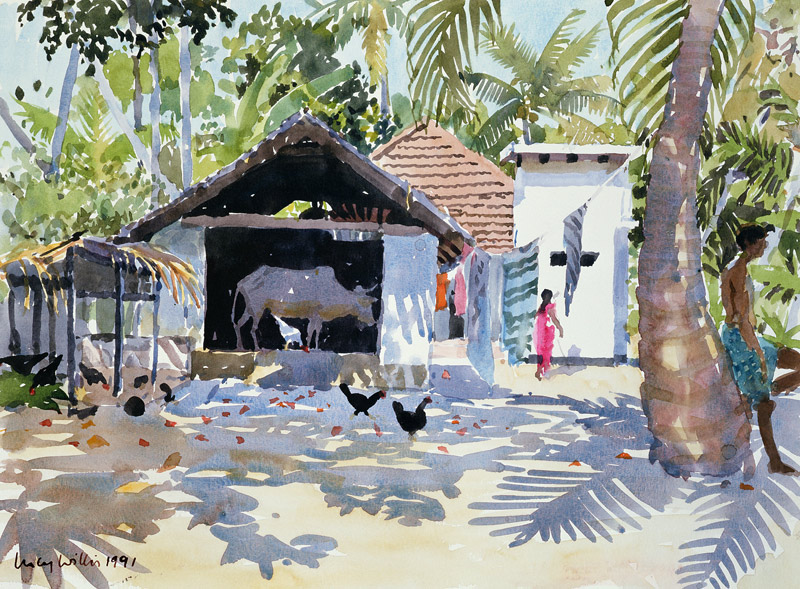 The Backwaters, Kerala, India, 1991 (w/c on paper)  od Lucy Willis