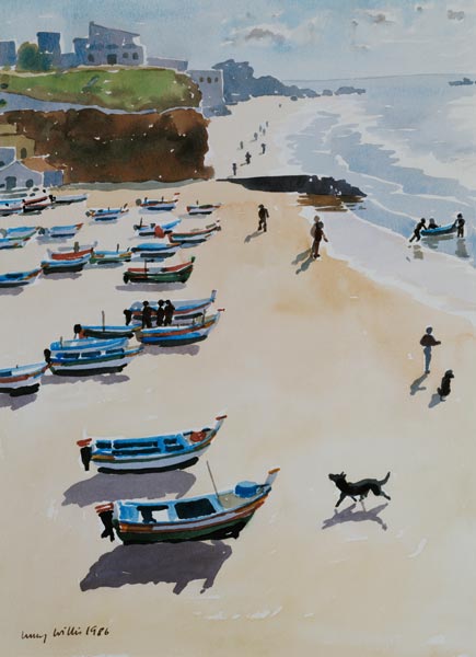 Boats on the Beach, 1986 (watercolour on paper)  od Lucy Willis
