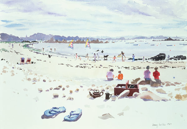 Cobo Bay, Guernsey, 1987 (w/c on paper)  od Lucy Willis