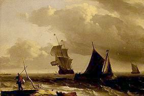 Troubled sea with ships od Ludolf Backhuyzen