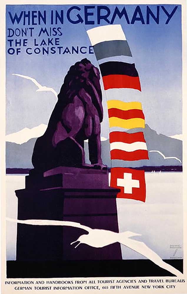 Poster advertising Lake Constance in Germany, 1949 od Ludwig Hohlwein