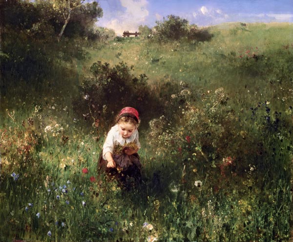 A Young Girl in a Field od Ludwig Knaus