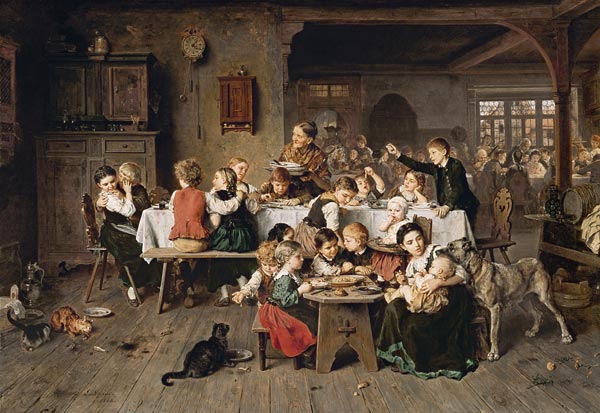A children's party (the children's table) od Ludwig Knaus
