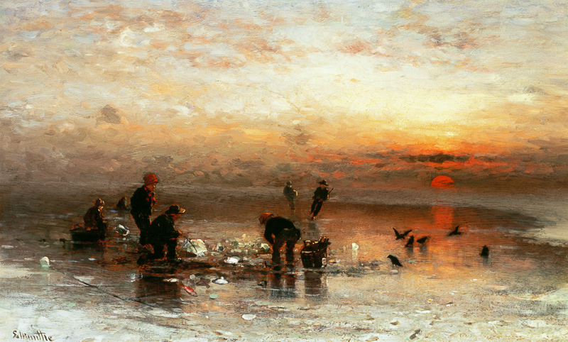 Fishing in winter od Ludwig Munthe