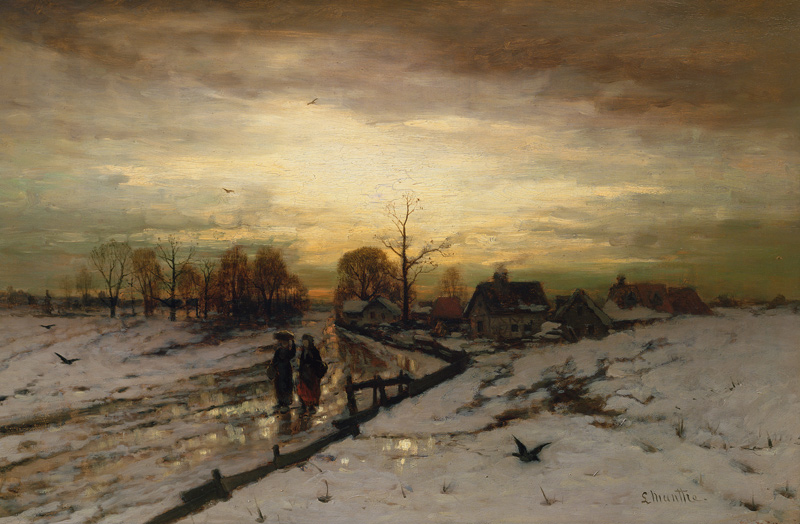 Snow Scene: Sunset od Ludwig Munthe