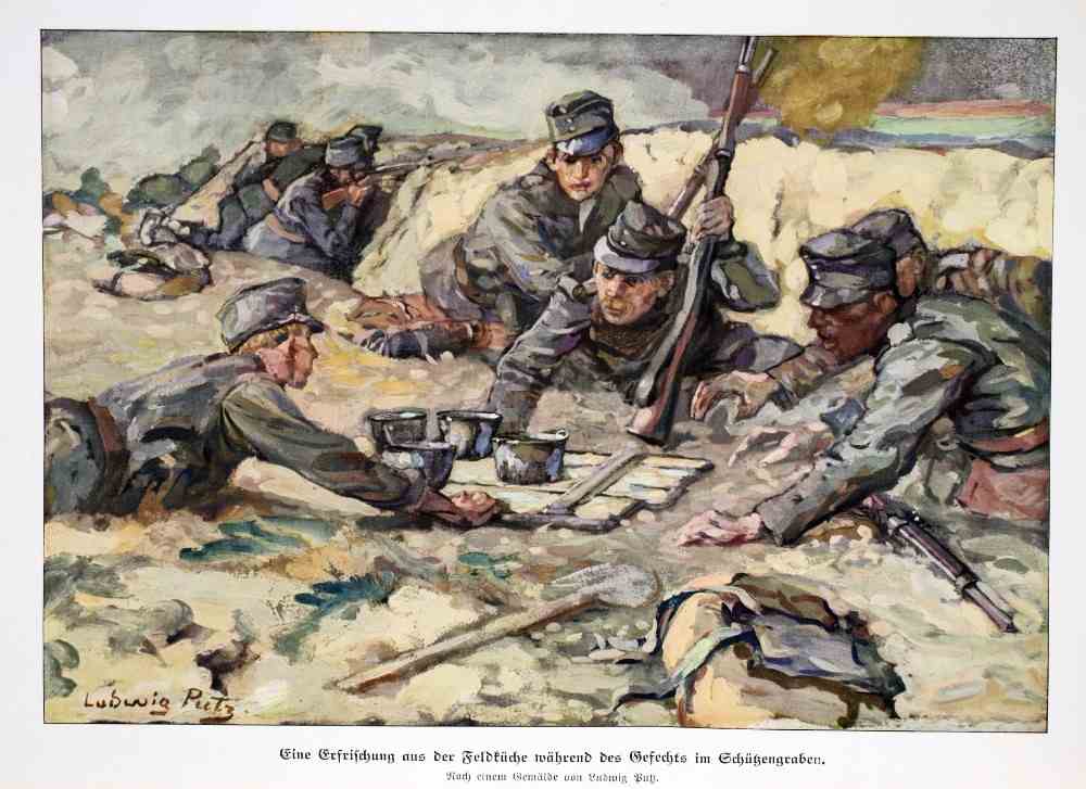 Refreshment during battle in the trenches od Ludwig Putz