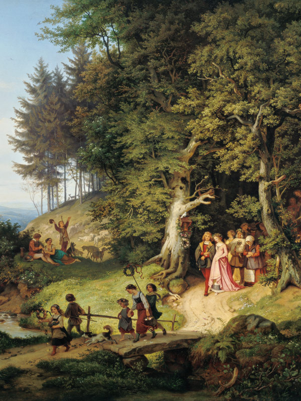 Bride train in spring od Ludwig Richter
