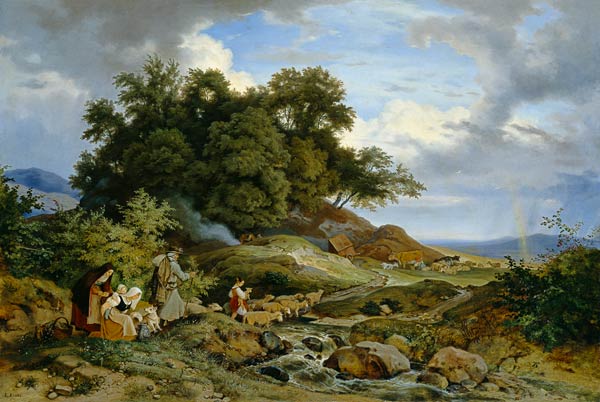 Bohemian shepherd landscape. od Ludwig Richter