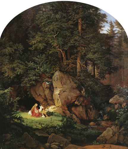 Genoveva in the Wood Clearing od Ludwig Richter