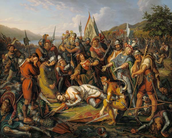 The Swiss at the corpse's angle reeds in the battle at Sempach on 9-7-1386 od Ludwig Vogel