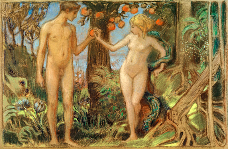 Adam und Eva beim Baum der Erkenntnis od Ludwig von Hofmann