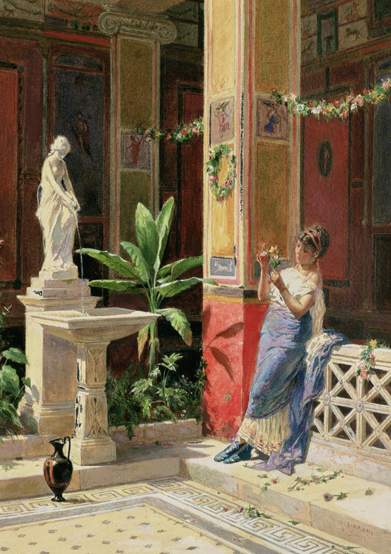 In a Courtyard in Pompeii od Luigi Bazzani