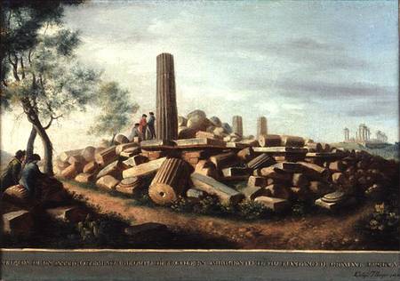 Ancient Temple at Agrigentum od Luigi Mayer