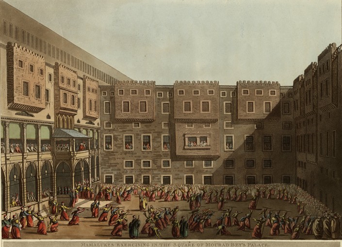 Mamluks exercising in the square of Murad Bey's Palace od Luigi Mayer