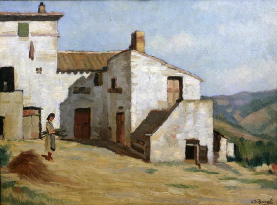 Peasant woman on the farm (oil on canvas) od Luigi Zuccoli