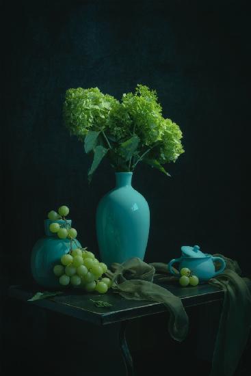 Green hydrangea and grape