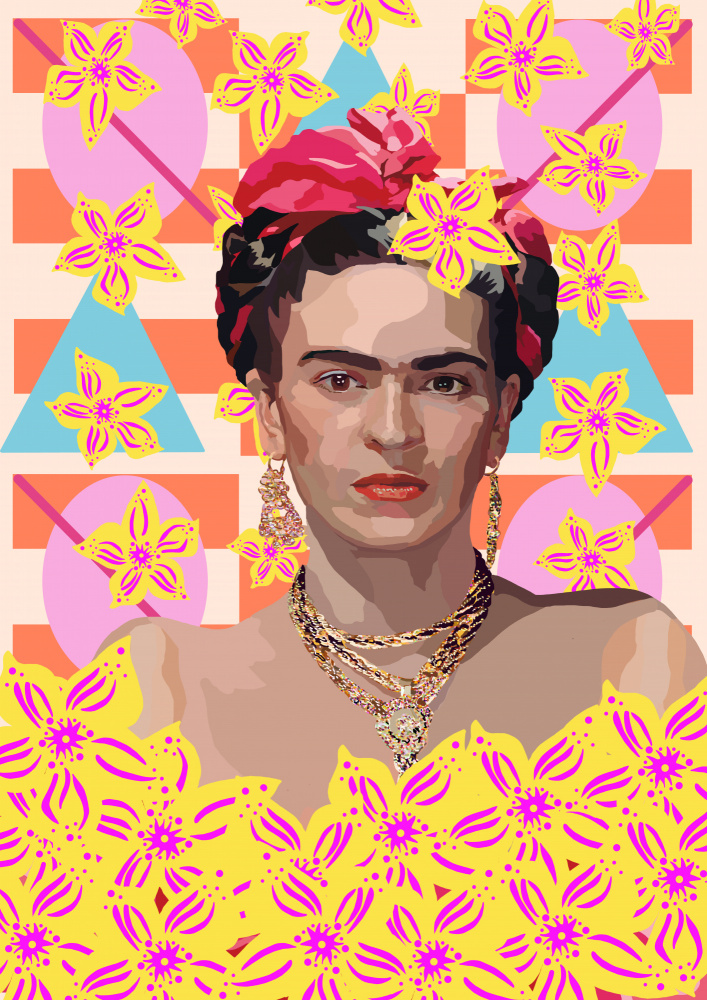 Frida with flowers od Lynnda Rakos