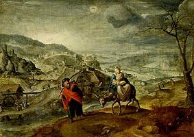 The flight to Egypt (with monthly sign fish/February) od Maerten van Valckenborch