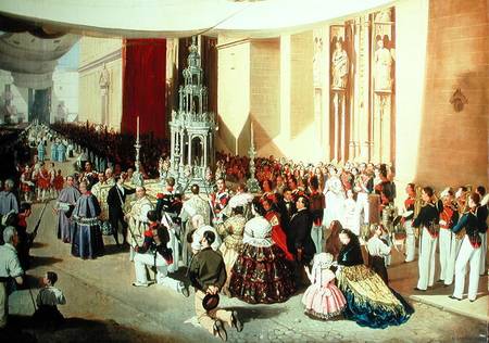 Procession of Corpus Christi in Seville od Manuel Cabral y Aguado Bejarano