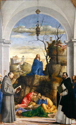 Agony in the Garden with SS. Dominico, Mark, Louis of Toulouse and Francis of Assisi, 1510 (oil on c od Marco Basaiti