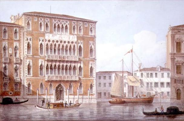The Ca' Foscari, Venice, engraved by Brizeghel (litho) od Marco Moro