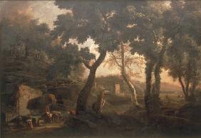 M.Ricci / Landscape with Horses / c.1720