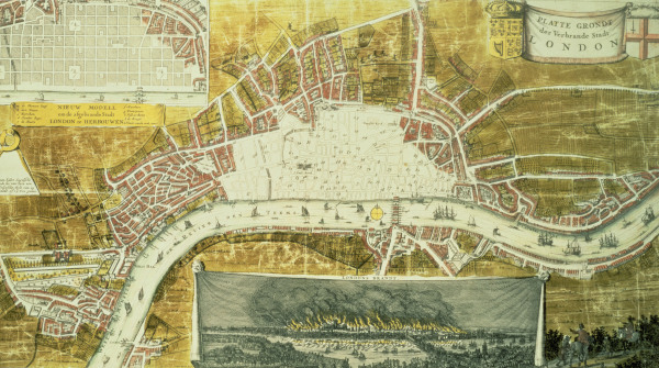 London, city plan after the fire 1666 od Marcus Willemsz Doornik