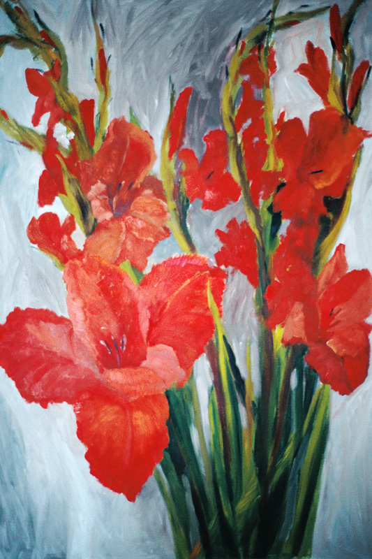 Red Gladioli (oil on canvas)  od Margaret  Norris