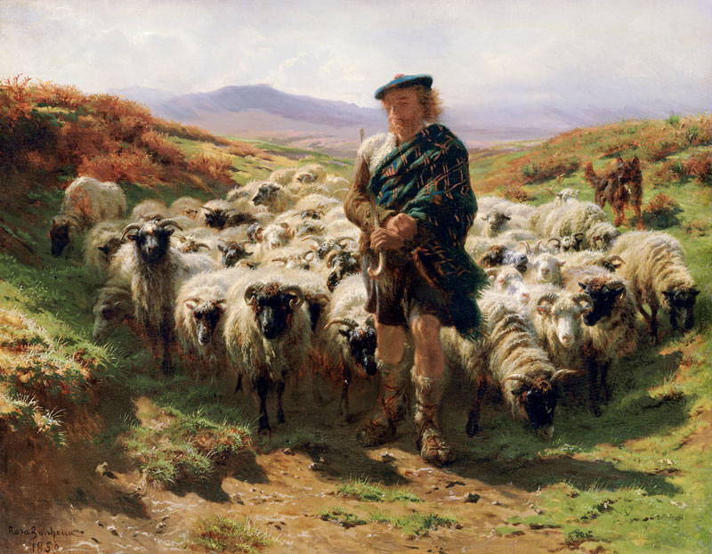 The Highland Shepherd, watercolour od Maria-Rosa Bonheur