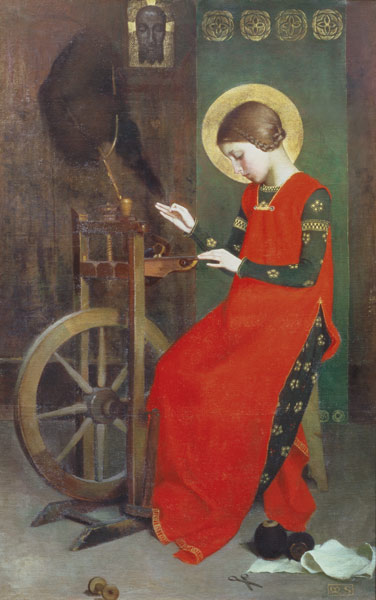 St. Elizabeth of Hungary spinning Wool for the Poor od Marianne Stokes